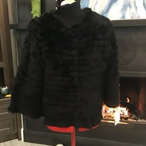 Neiman Marcus Rabbit black fur jacket